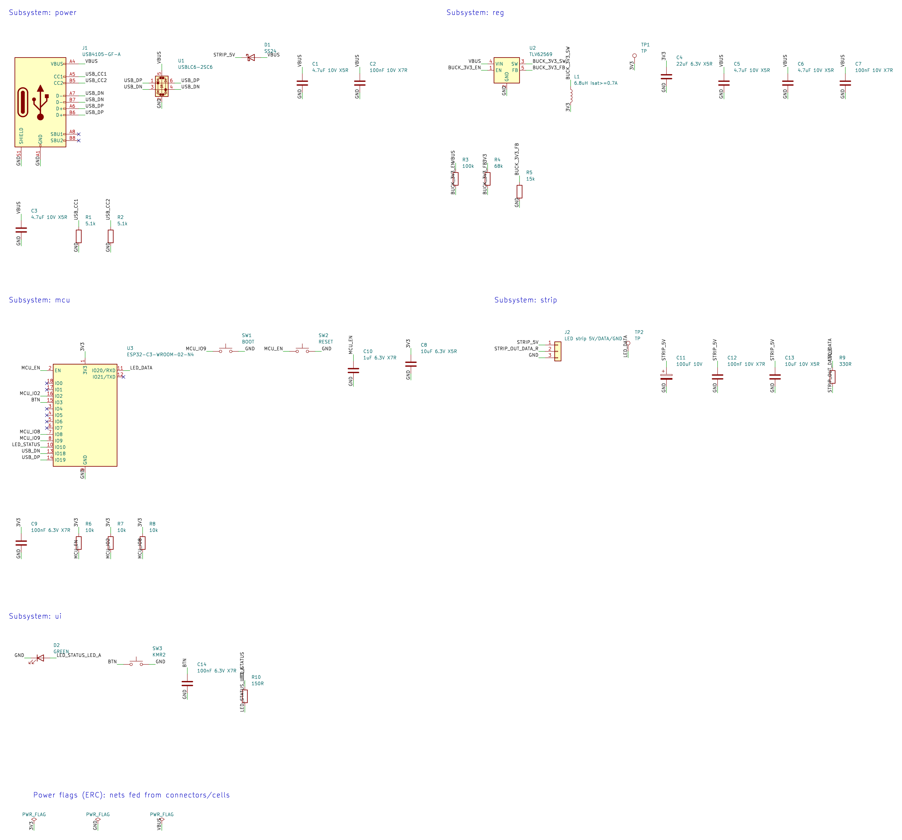 ESP32-C3 LED Strip Controller: Schematic