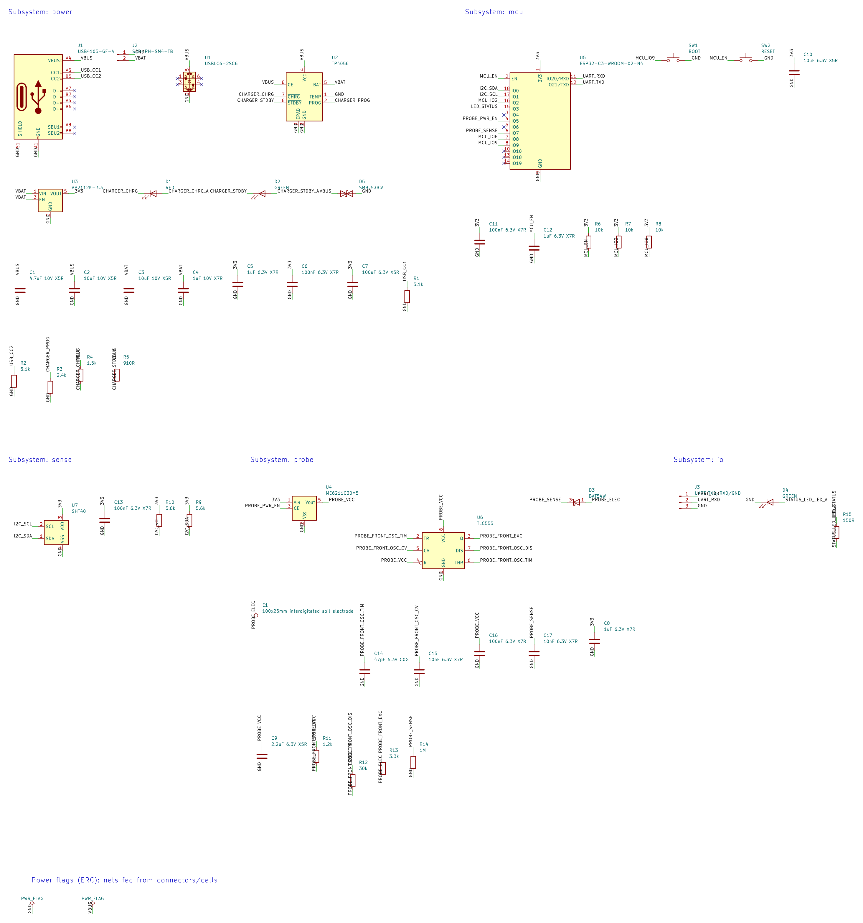 ESP32-C3 Soil Moisture Node: Schematic